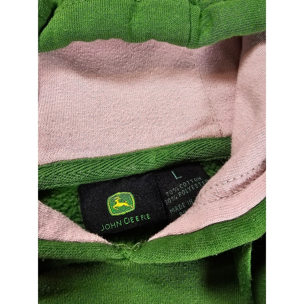 John Deere Tractor Girl Hoodie Green Pink Rhinestone hoodie cowgirl western y2k - Picture 7 of 7